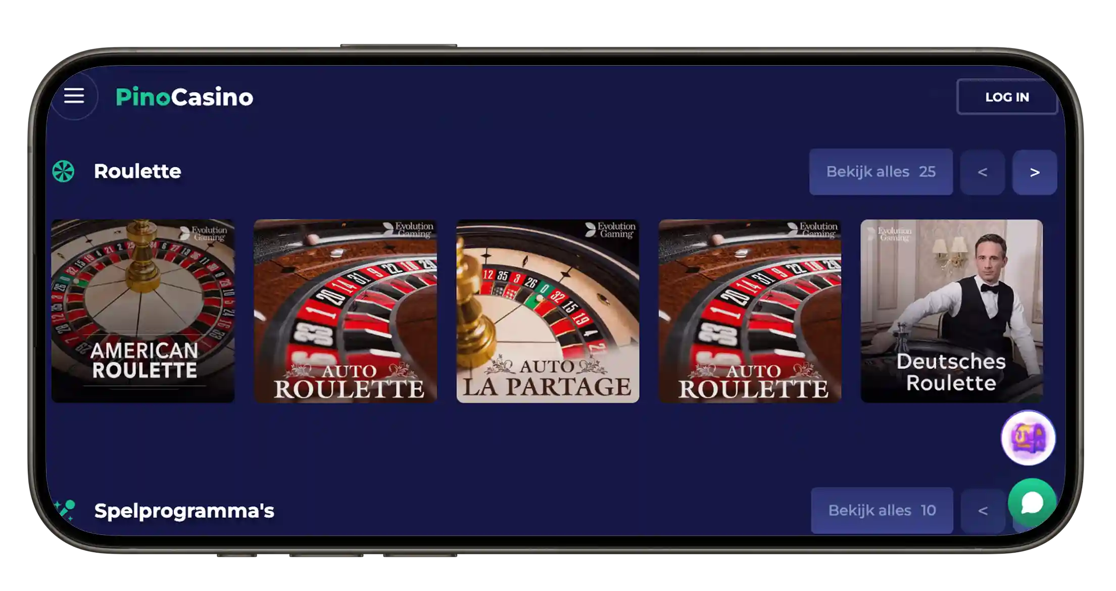 PinoCasino mobiele app
